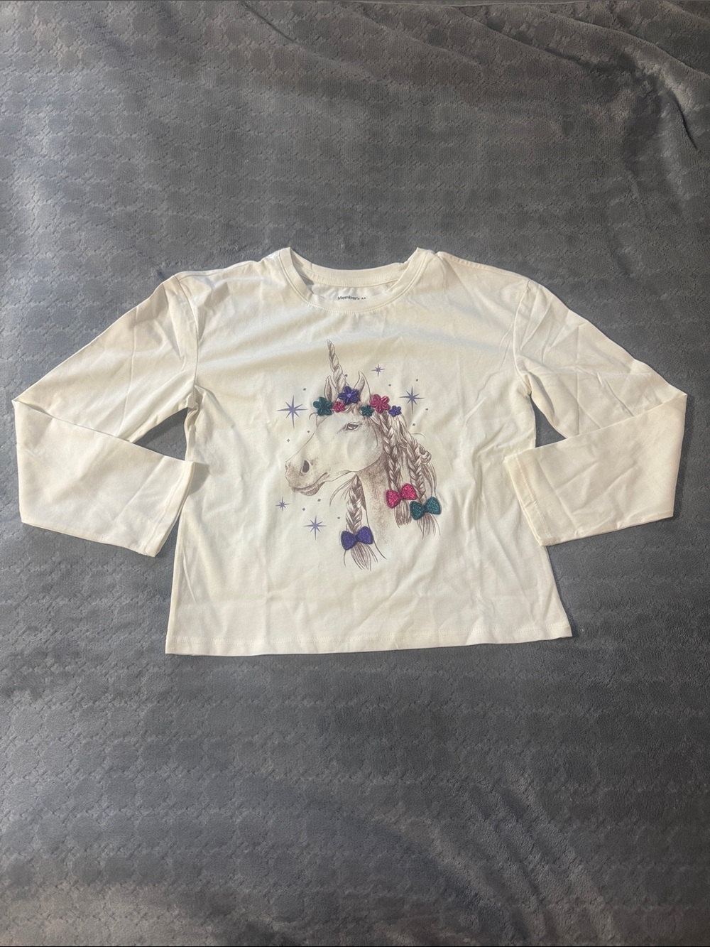Unicorn Graphic Long Sleeve Tee - White